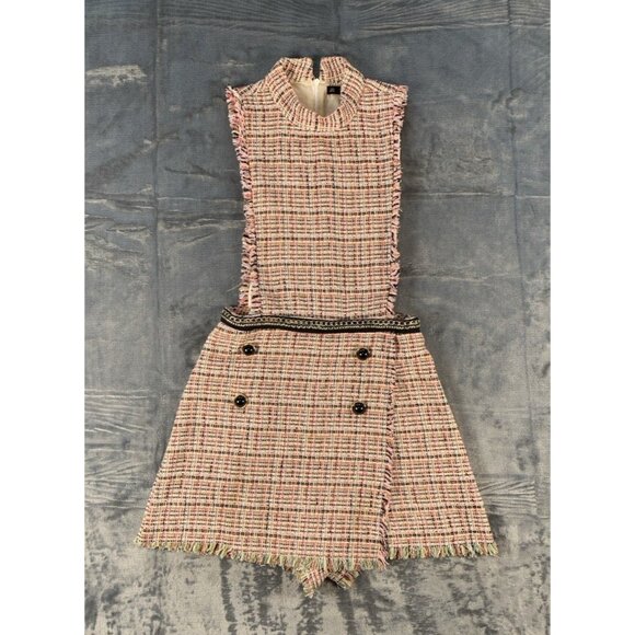 Zara Dresses & Skirts - Zara Size Small Tweed Jumpsuit/romper/ Chic Dress Pink Lined